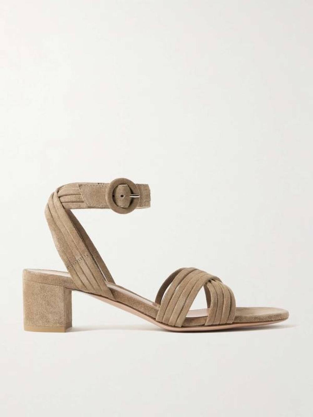 Gianvito Rossi Velour 55 Suede Sandals in Camel 40